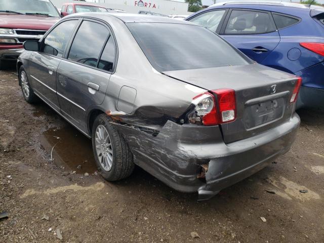 2HGES16594H627078 - 2004 HONDA CIVIC LX GRAY photo 3