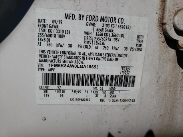 1FM5K8AW0LGA18653 - 2020 FORD EXPLORER POLICE INTERCEPTOR 双色 照片 14