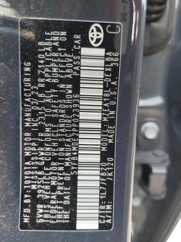 5YFB4MDE2PP023936 - 2023 TOYOTA COROLLA LE GRAY photo 12