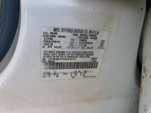 1FTNW21F0XEA56777 - 1999 FORD F250 SUPER DUTY WHITE photo 12