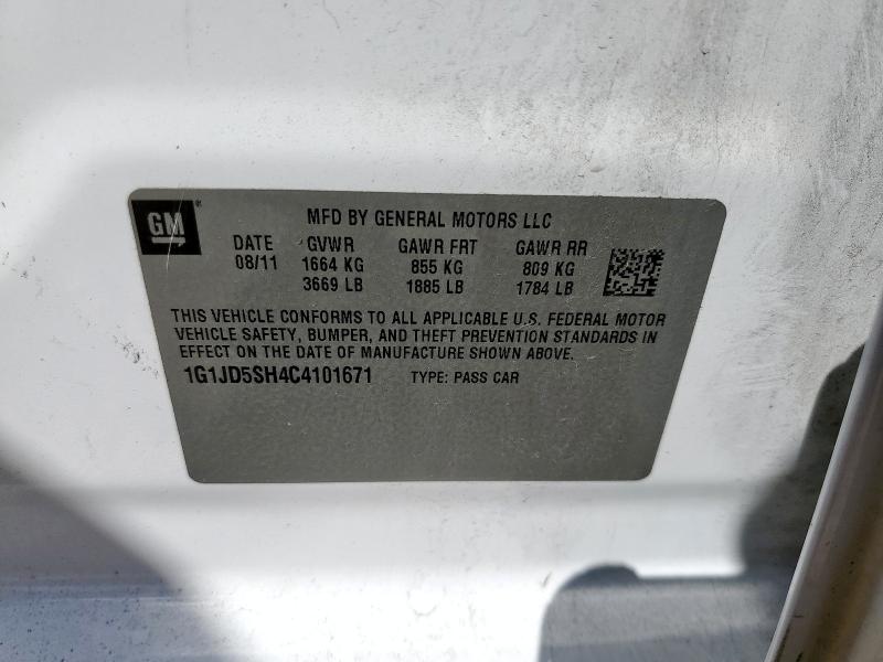 1G1JD5SH4C4101671 - 2012 CHEVROLET SONIC LT 白色 照片 12