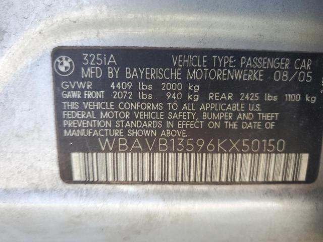 WBAVB13596KX50150 - 2006 BMW 325 I SILVER photo 12