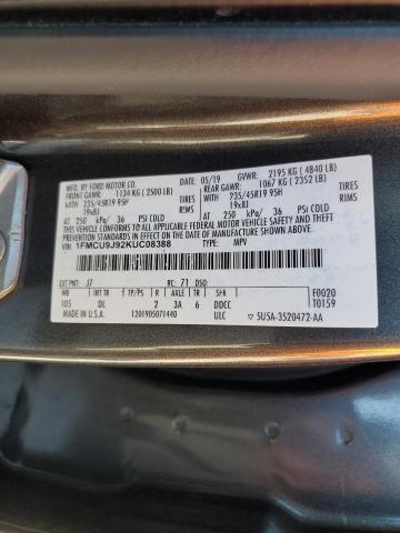 1FMCU9J92KUC08388 - 2019 FORD ESCAPE TITANIUM GRAY photo 14