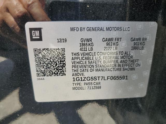 1G1ZG5ST7LF065591 - 2020 CHEVROLET MALIBU RS 黑色 照片 12