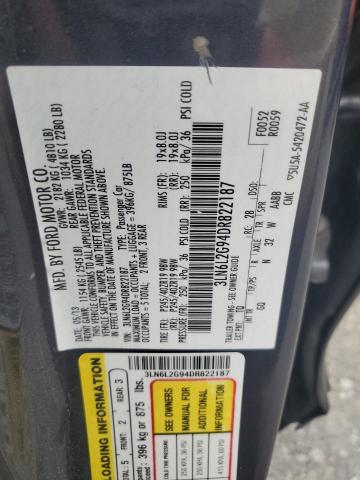 3LN6L2G94DR822187 - 2013 LINCOLN MKZ BLACK photo 12