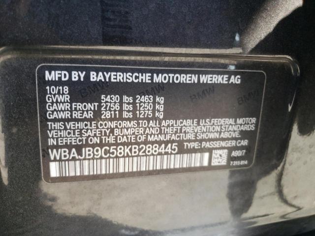 WBAJB9C58KB288445 - 2019 BMW M550XI BLACK photo 12