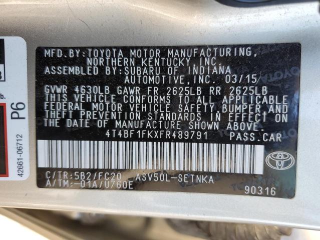 4T4BF1FKXFR489791 - 2015 TOYOTA CAMRY LE TAN photo 12