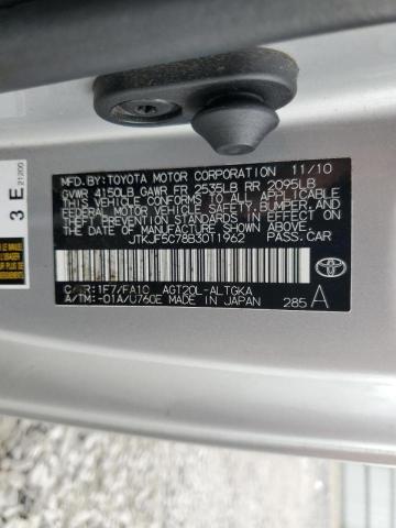 JTKJF5C78B3011962 - 2011 TOYOTA SCION TC 银色 照片 12