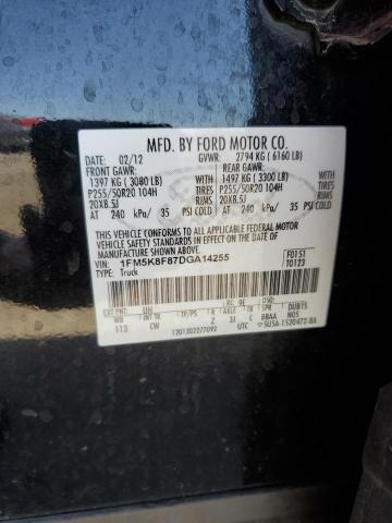 1FM5K8F87DGA14255 - 2013 FORD EXPLORER LIMITED შავი ფოტო 14