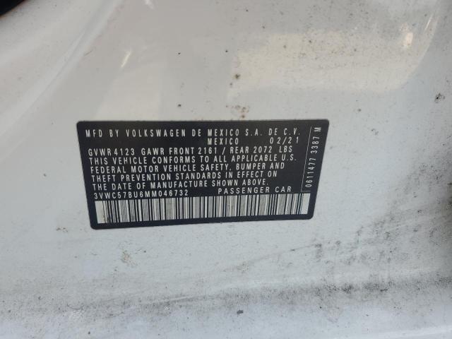 3VWC57BU6MM046732 - 2021 VOLKSWAGEN JETTA S WHITE photo 12