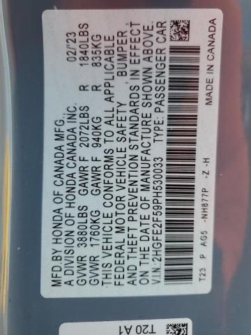 2HGFE2F59PH530033 - 2023 HONDA CIVIC SPORT GRAY photo 13