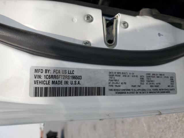 1C6RR6FT2RS196503 - 2024 RAM 1500 CLASS TRADESMAN 白色 照片 12