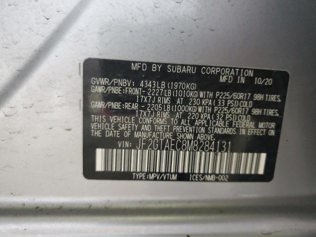 JF2GTAEC8M8284131 - 2021 SUBARU CROSSTREK PREMIUM 银色 照片 12