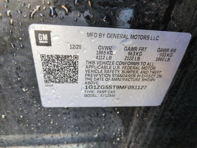 1G1ZG5ST9MF051127 - 2021 CHEVROLET MALIBU RS BLACK photo 12