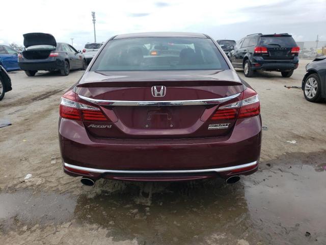 1HGCR2F11HA267959 - 2017 HONDA ACCORD SPORT SPECIAL EDITION BURGUNDY photo 6