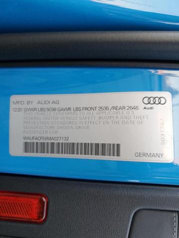 WAUFACF56MA027132 - 2021 AUDI A5 PREMIUM PLUS 45 BLUE photo 10