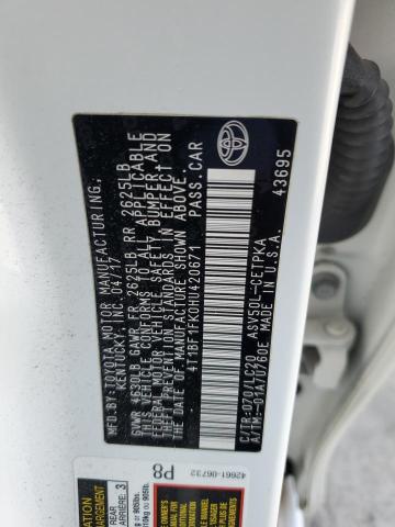 4T1BF1FK0HU420671 - 2017 TOYOTA CAMRY LE WHITE photo 13