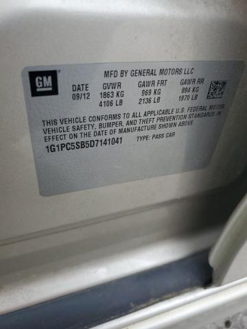 1G1PC5SB5D7141041 - 2013 CHEVROLET CRUZE LT BEIGE photo 13