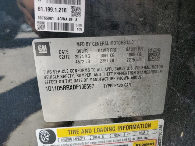 1G11D5RRXDF105597 - 2013 CHEVROLET MALIBU 1LT 灰色 照片 12