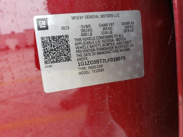 1G1ZG5ST7LF018075 - 2020 CHEVROLET MALIBU RS 红色 照片 13