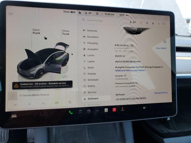 5YJ3E1EB7NF360454 - 2022 TESLA MODEL 3 灰色 照片 9