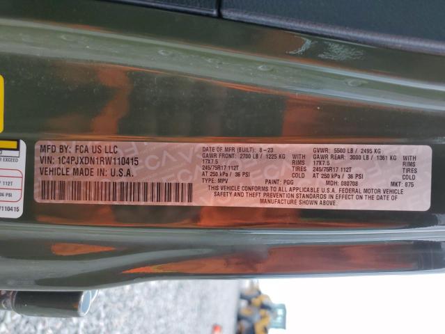 1C4PJXDN1RW110415 - 2024 JEEP WRANGLER SPORT GREEN photo 12