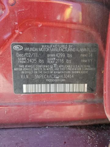 5NPEC4ACXCH430414 - 2012 HYUNDAI SONATA SE ბურგუნდია ფოტო 12