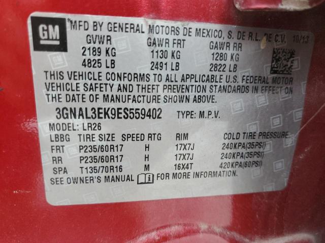 3GNAL3EK9ES559402 - 2014 CHEVROLET CAPTIVA LT 红色 照片 13