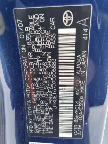 JTKDE167070205883 - 2007 TOYOTA SCION TC 蓝色 照片 12