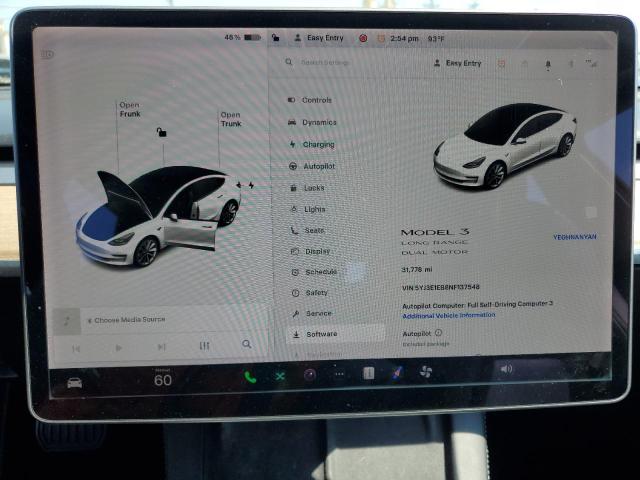 5YJ3E1EB8NF137548 - 2022 TESLA MODEL 3 Ağ foto 9