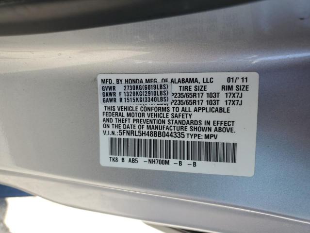 5FNRL5H48BB044335 - 2011 HONDA ODYSSEY EX SILVER photo 13