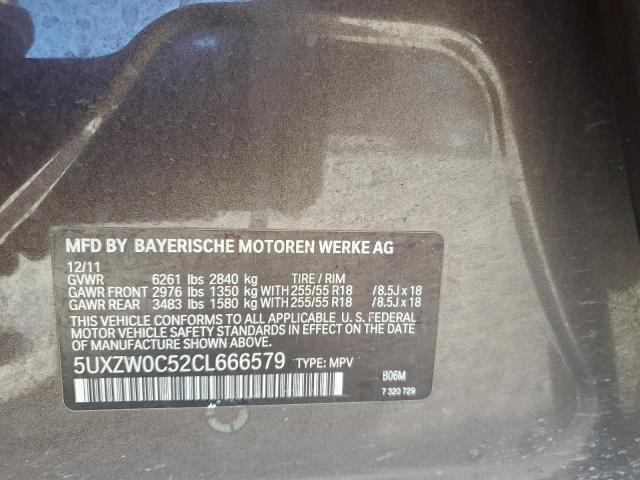 5UXZW0C52CL666579 - 2012 BMW X5 XDRIVE35D BROWN photo 12