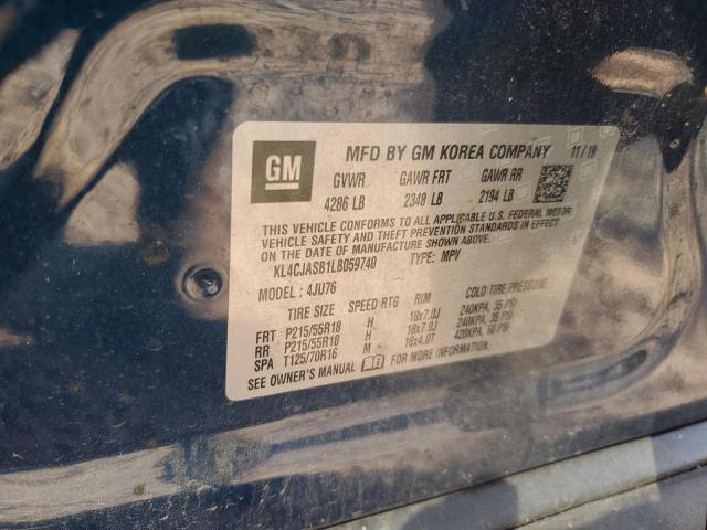 KL4CJASB1LB059740 - 2020 BUICK ENCORE PREFERRED BLUE photo 12