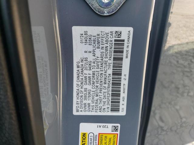 2HGFE2F57RH543754 - 2024 HONDA CIVIC SPORT BLUE photo 12