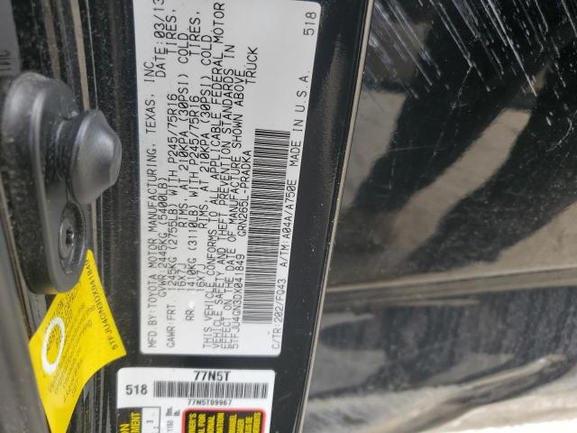 5TFJU4GN3DX041849 - 2013 TOYOTA TACOMA DOUBLE CAB PRERUNNER BLACK photo 14