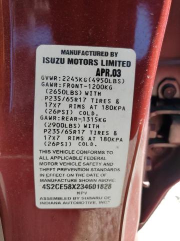 4S2CE58X234601828 - 2003 ISUZU AXIOM XS Qırmızı foto 13