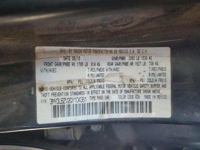 3MYDLBZV2GY104381 - 2016 TOYOTA SCION IA GRAY photo 12