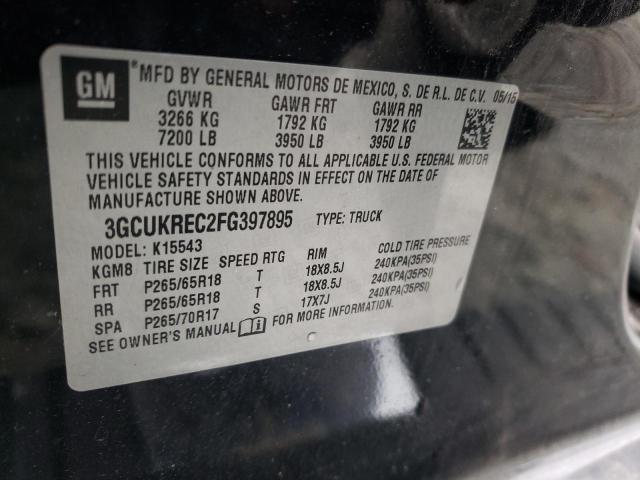 3GCUKREC2FG397895 - 2015 CHEVROLET SILVERADO K1500 LT BLACK photo 12