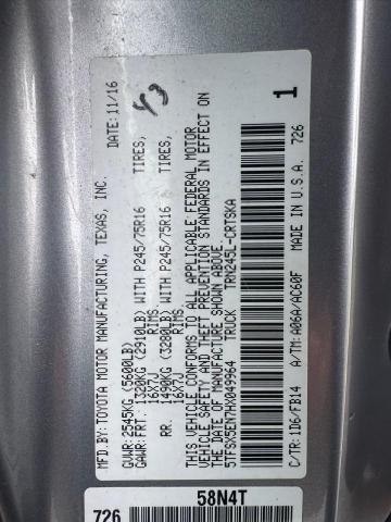 5TFSX5EN7HX049964 - 2017 TOYOTA TACOMA ACCESS CAB GRAY photo 10