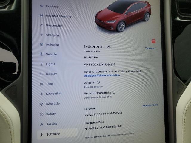 5YJXCAE2XLF264936 - 2020 TESLA MODEL X 红色 照片 9