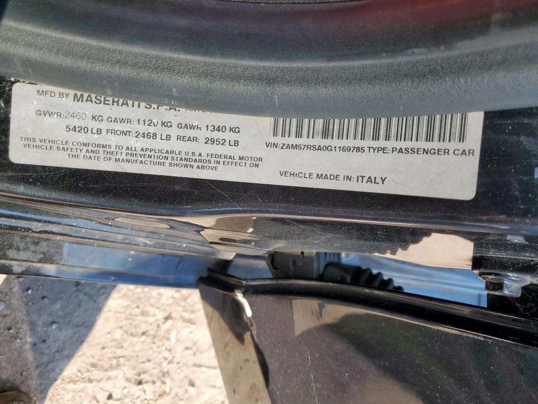 ZAM57RSA0G1169785 - 2016 MASERATI GHIBLI S CHARCOAL photo 12