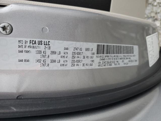 2C4RC1BG0JR214122 - 2018 CHRYSLER PACIFICA TOURING L SILVER photo 13