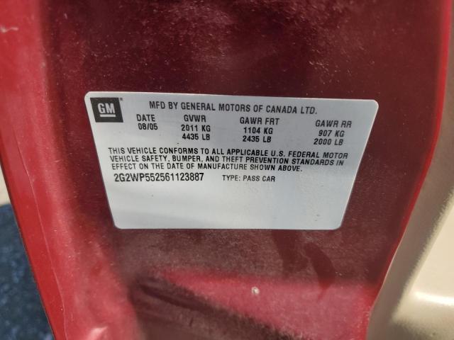 2G2WP552561123887 - 2006 PONTIAC GRAND PRIX RED photo 12