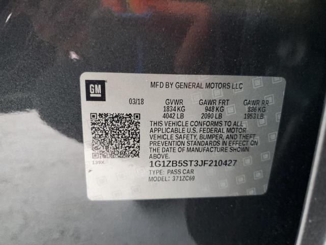 1G1ZB5ST3JF210427 - 2018 CHEVROLET MALIBU LS Gri fotoğraf 12