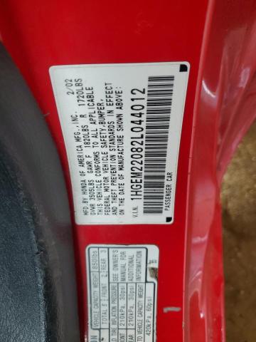 1HGEM22082L044012 - 2002 HONDA CIVIC EX RED photo 13