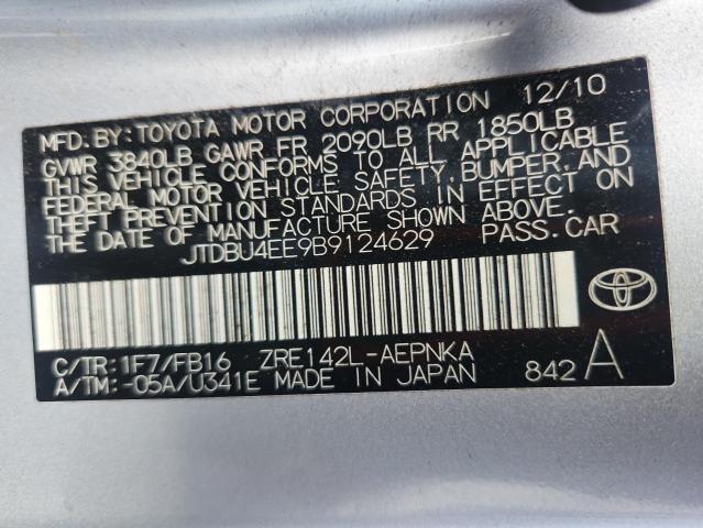 JTDBU4EE9B9124629 - 2011 TOYOTA COROLLA BASE Plata foto 12