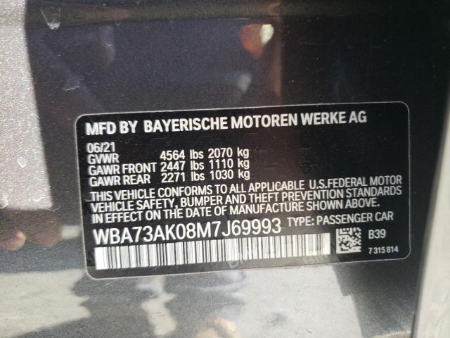 WBA73AK08M7J69993 - 2021 BMW 228XI GRAY photo 13