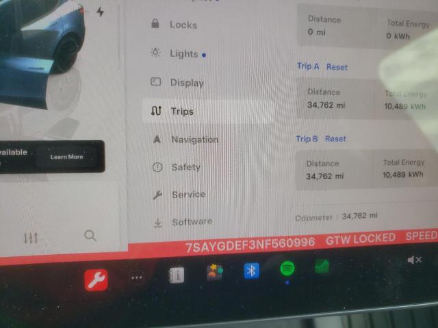 7SAYGDEF3NF560996 - 2022 TESLA MODEL Y WHITE photo 9