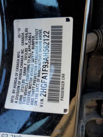 2HGFA1F93AH562122 - 2010 HONDA CIVIC EXL შავი ფოტო 13