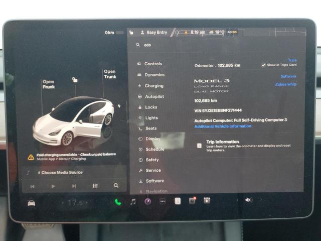 5YJ3E1EB8NF271444 - 2022 TESLA MODEL 3 Weiß Foto 9